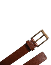 Brown Calf Leather Classic Metal Buckle Belt