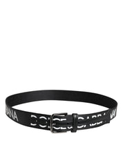 Svart läderklassisk metallogo-bälte