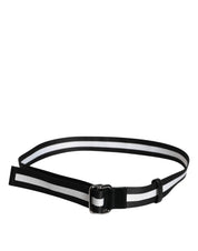 Black Yellow Logo Striped Metal Buckle Belt