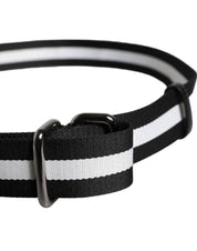 Black Yellow Logo Striped Metal Buckle Belt