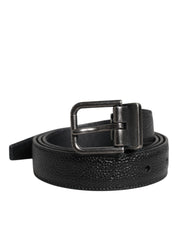 Classic Metal Buckle Belt i svart kalvskinn