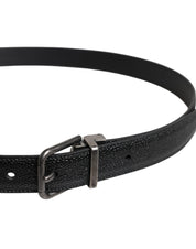 Classic Metal Buckle Belt i svart kalvskinn