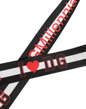 Black White Printed Metal Logo Buckle Belt