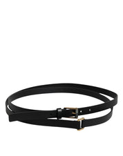 Dolce & Gabbana Black Calfskin Metal Logo Buckle Belt