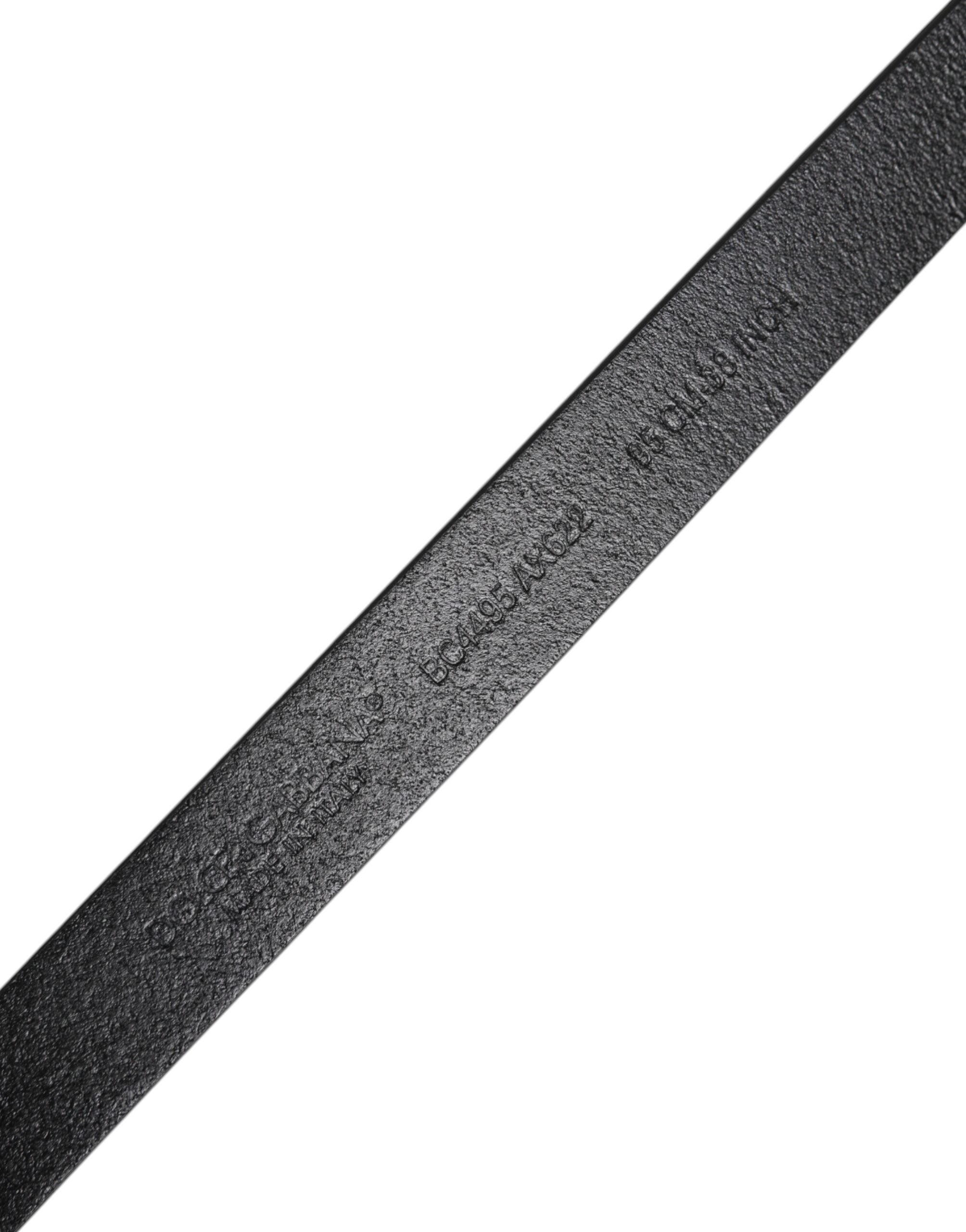 Dolce & Gabbana Black Calfskin Metal Logo Buckle Belt