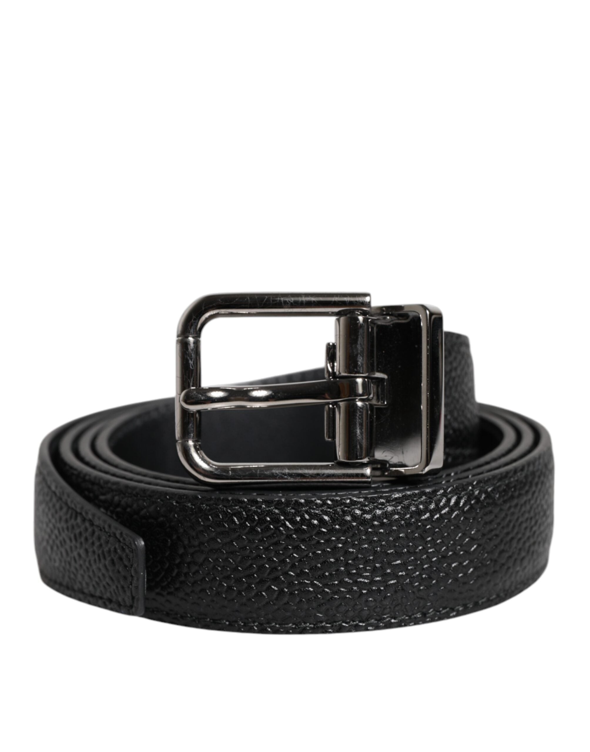 Classic Metal Buckle Belt i svart kalvskinn
