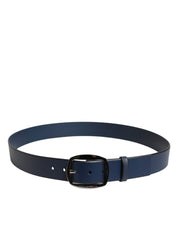 Blue Calf Leather Classic Metal Buckle Belt