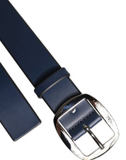 Blue Calf Leather Classic Metal Buckle Belt