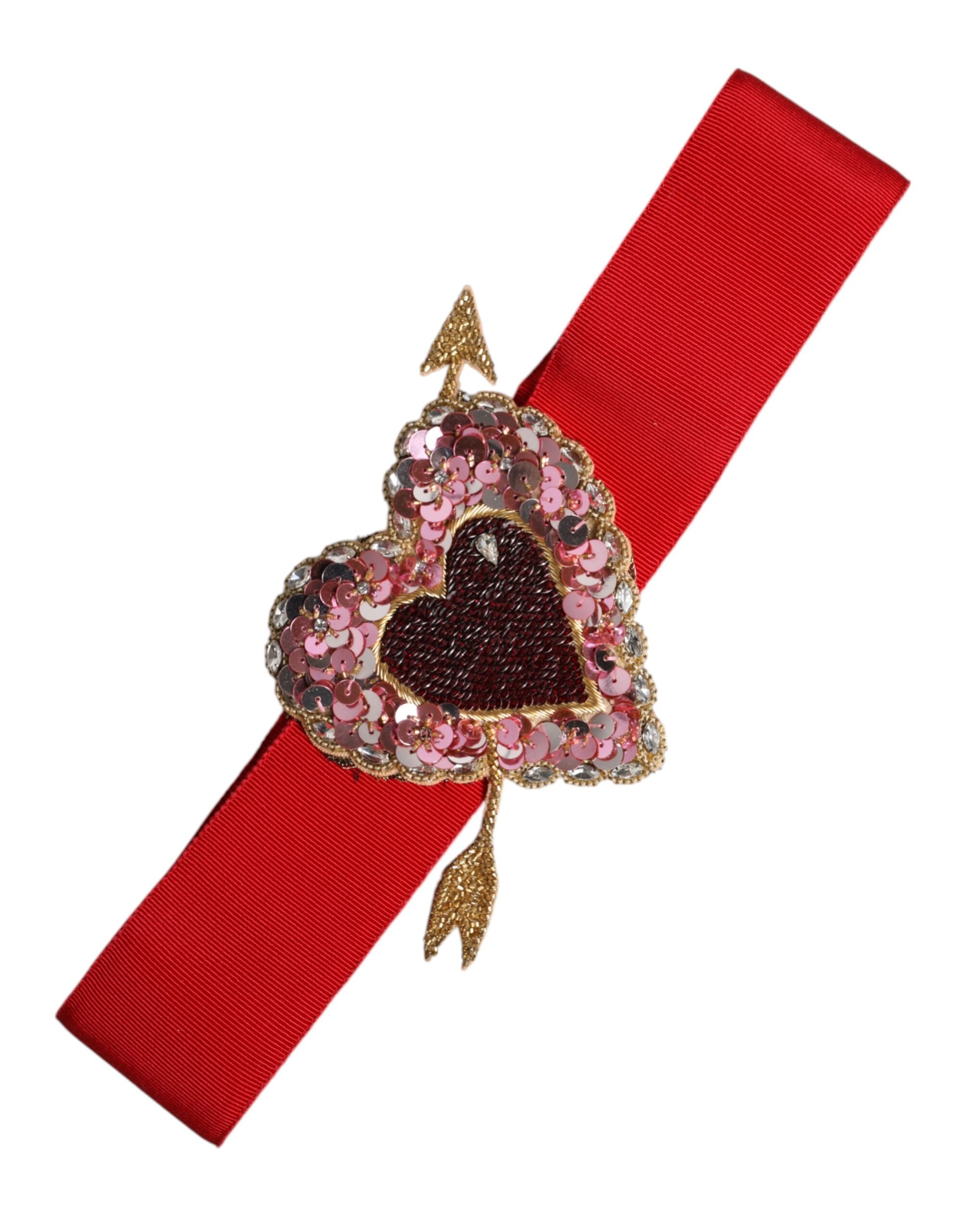 Röd, bred, elastisk midjeband med hjärtprydnad