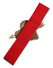 Röd, bred, elastisk midjeband med hjärtprydnad
