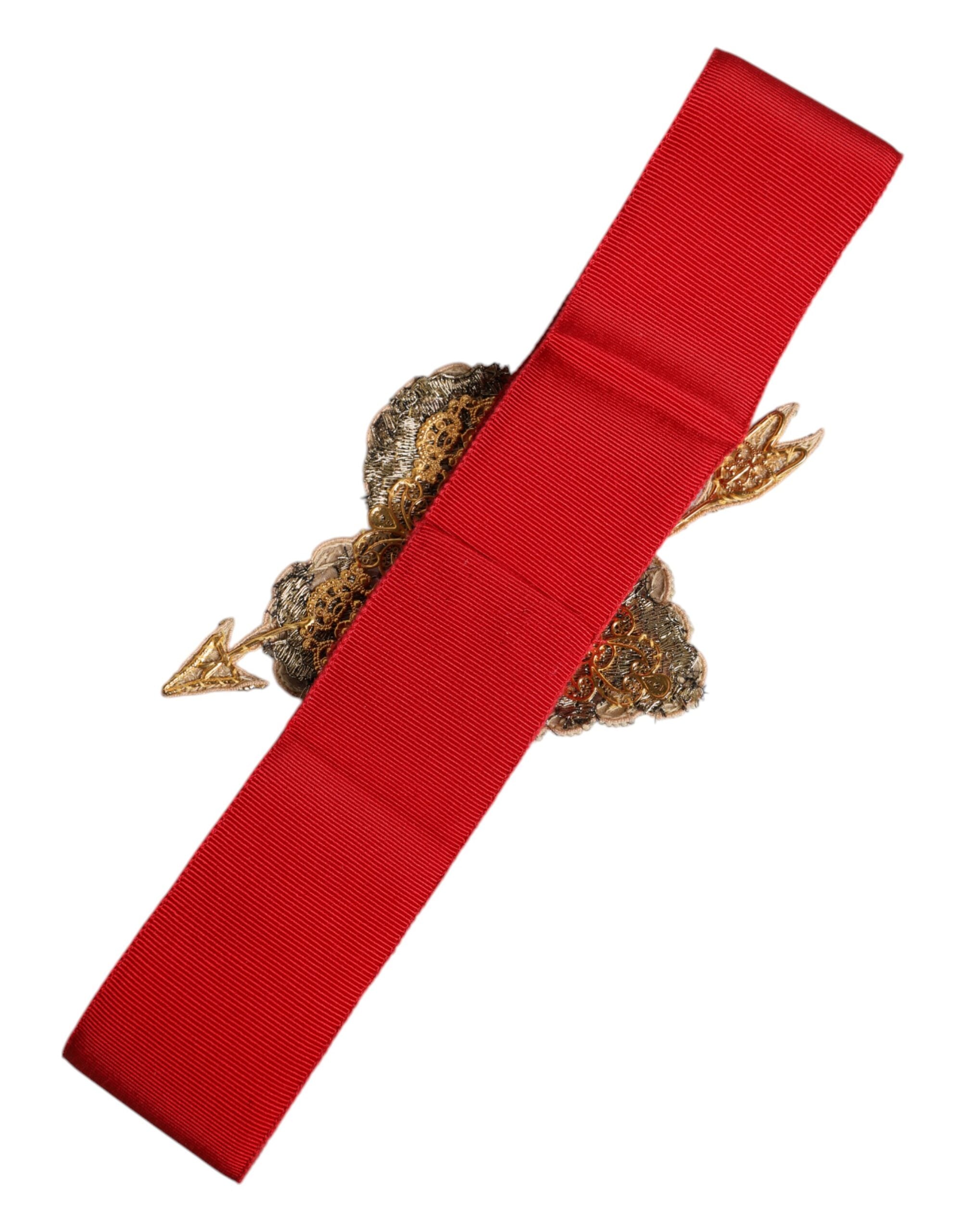 Röd, bred, elastisk midjeband med hjärtprydnad