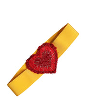 Gul, bred, elastisk midjeband med hjärtprydnad