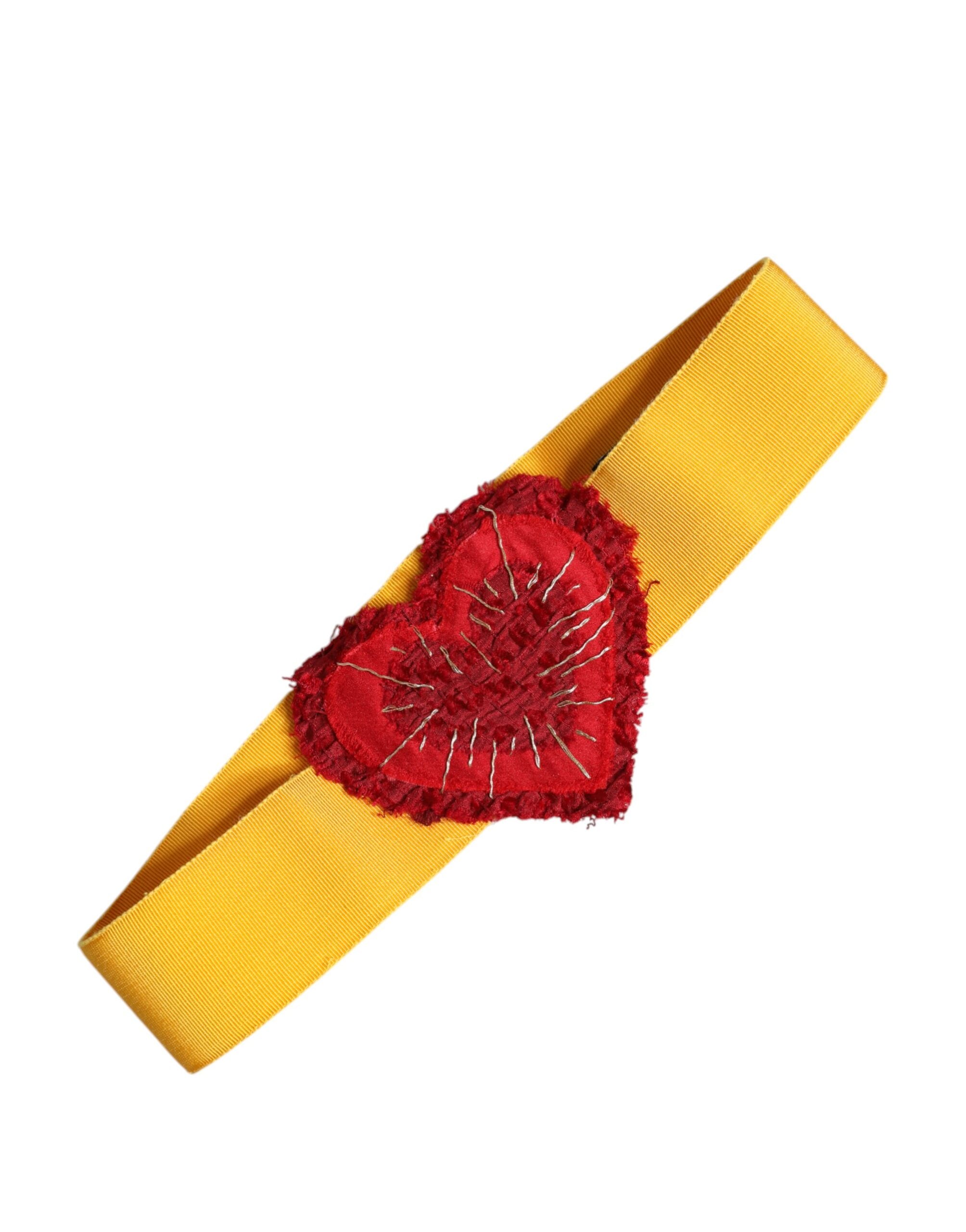 Gul, bred, elastisk midjeband med hjärtprydnad