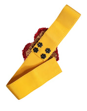 Gul, bred, elastisk midjeband med hjärtprydnad
