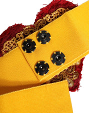 Gul, bred, elastisk midjeband med hjärtprydnad