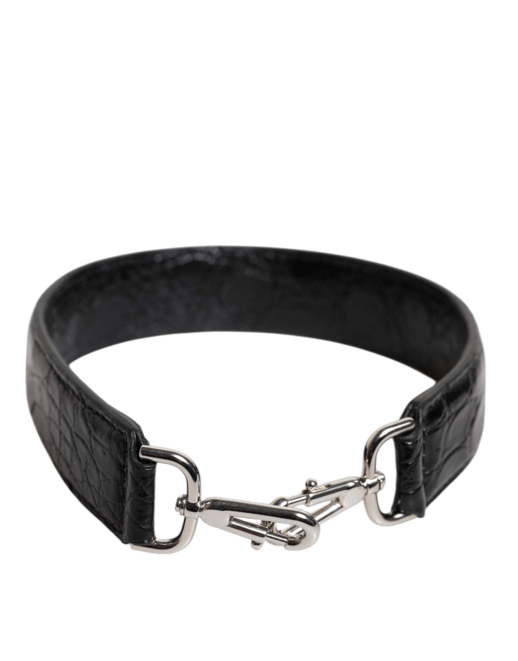 Dolce & Gabbana Black Alligator Leather Shoulder Strap
