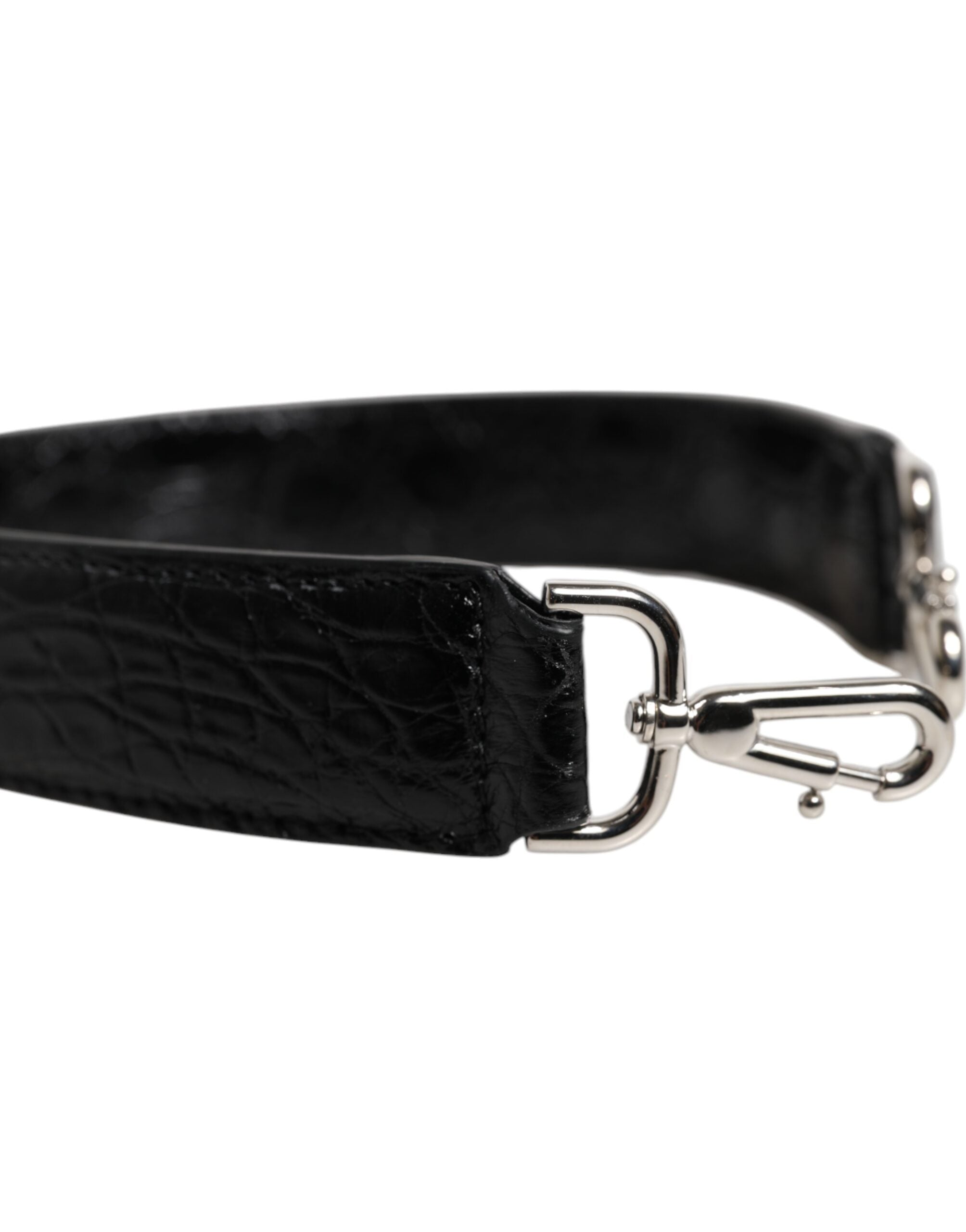 Dolce & Gabbana Black Alligator Leather Shoulder Strap