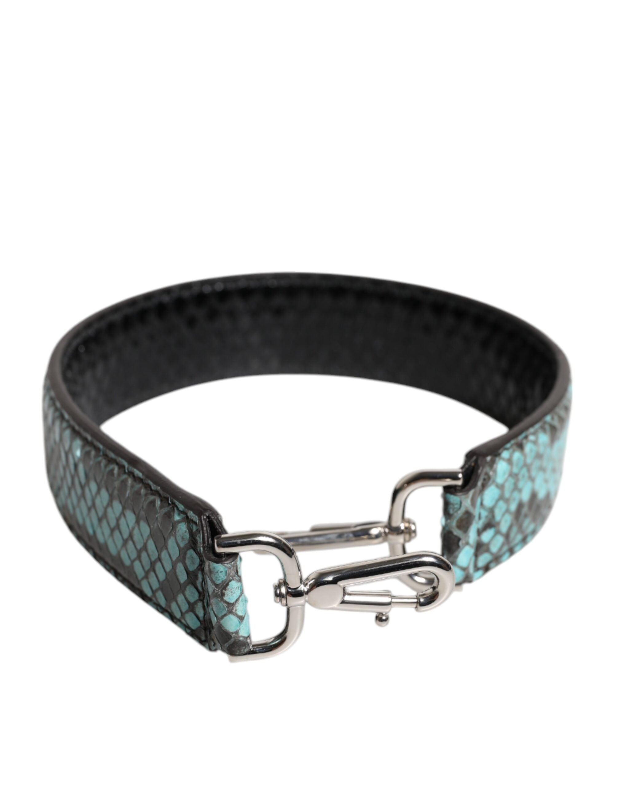 Dolce & Gabbana Black Blue Python Leather Shoulder Strap