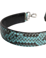Dolce & Gabbana Black Blue Python Leather Shoulder Strap