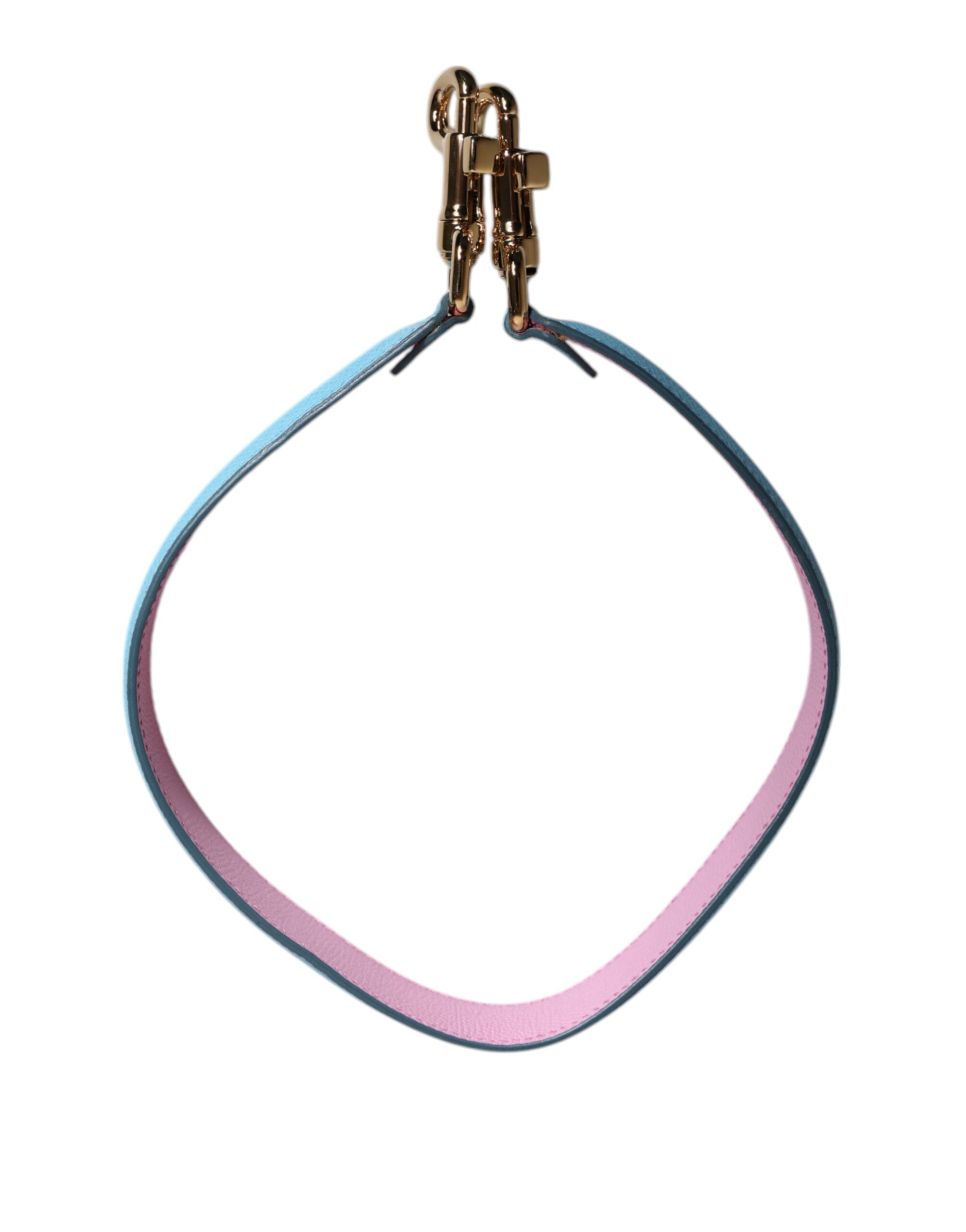 Dolce & Gabbana Pink Blue Leather Shoulder Strap