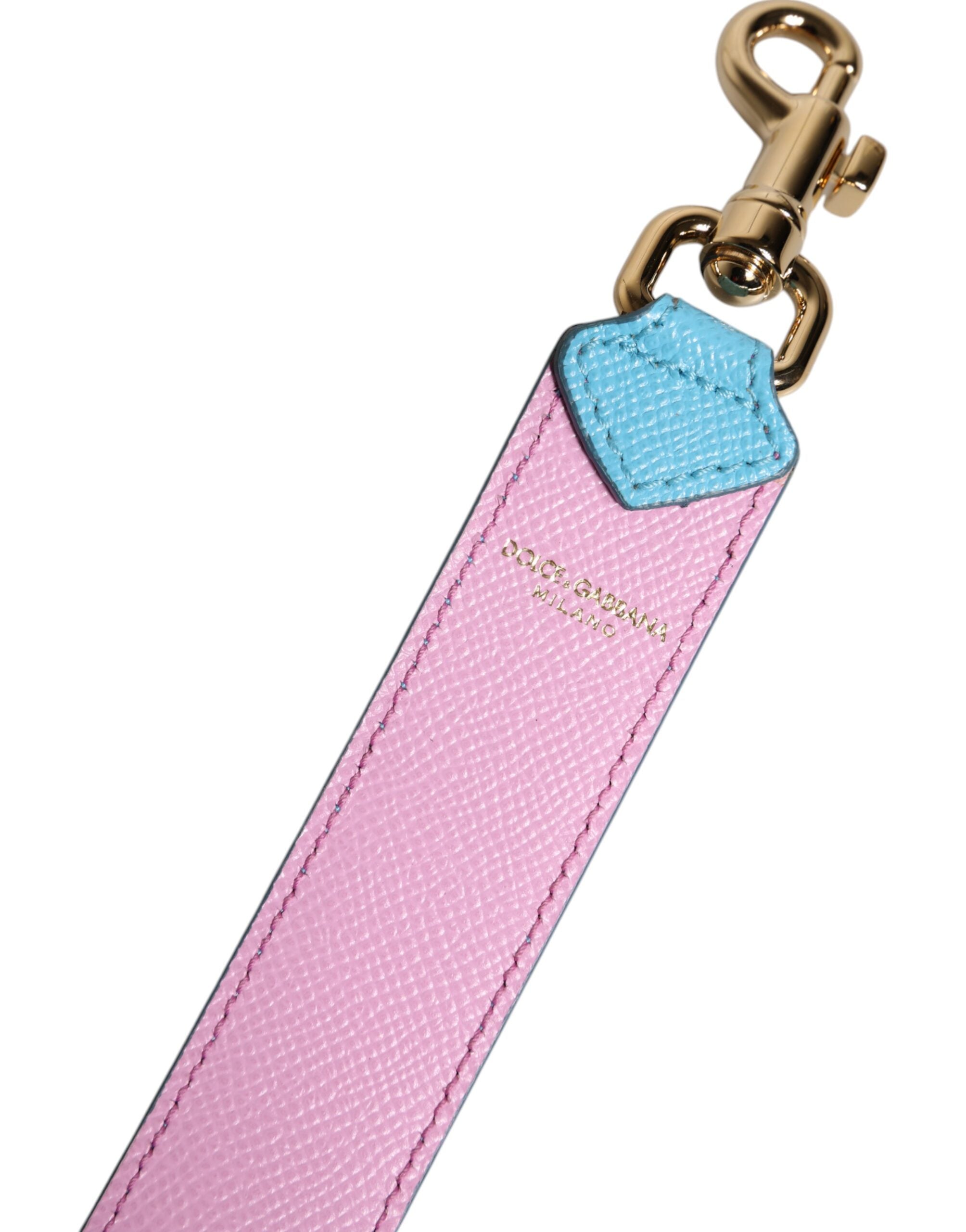 Dolce & Gabbana Pink Blue Leather Shoulder Strap