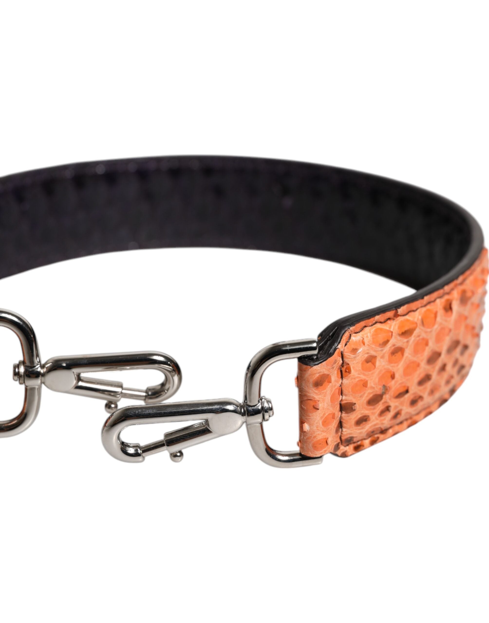 Dolce & Gabbana Black Beige Python Leather Shoulder Strap