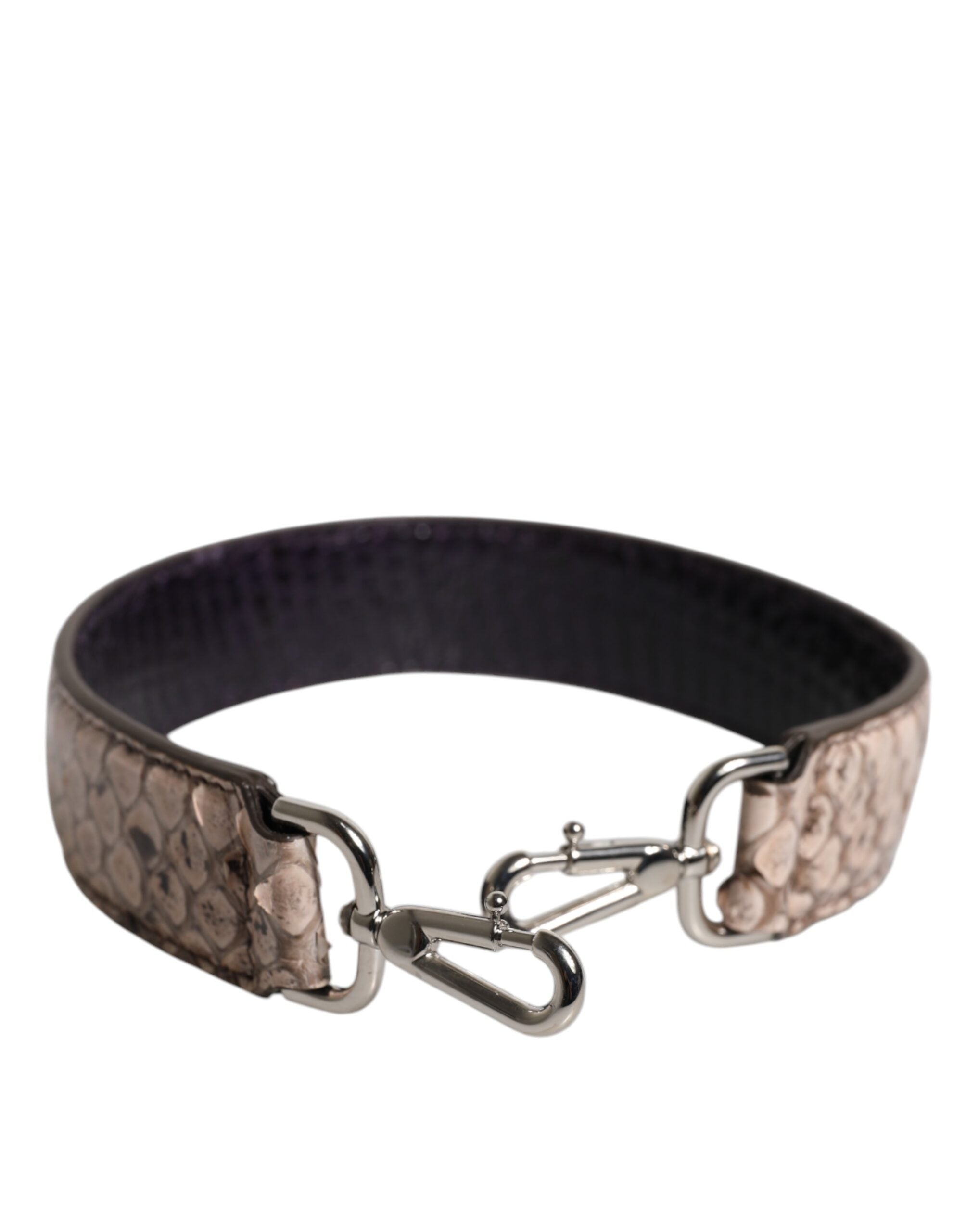 Dolce & Gabbana Black Cream Python Leather Shoulder Strap