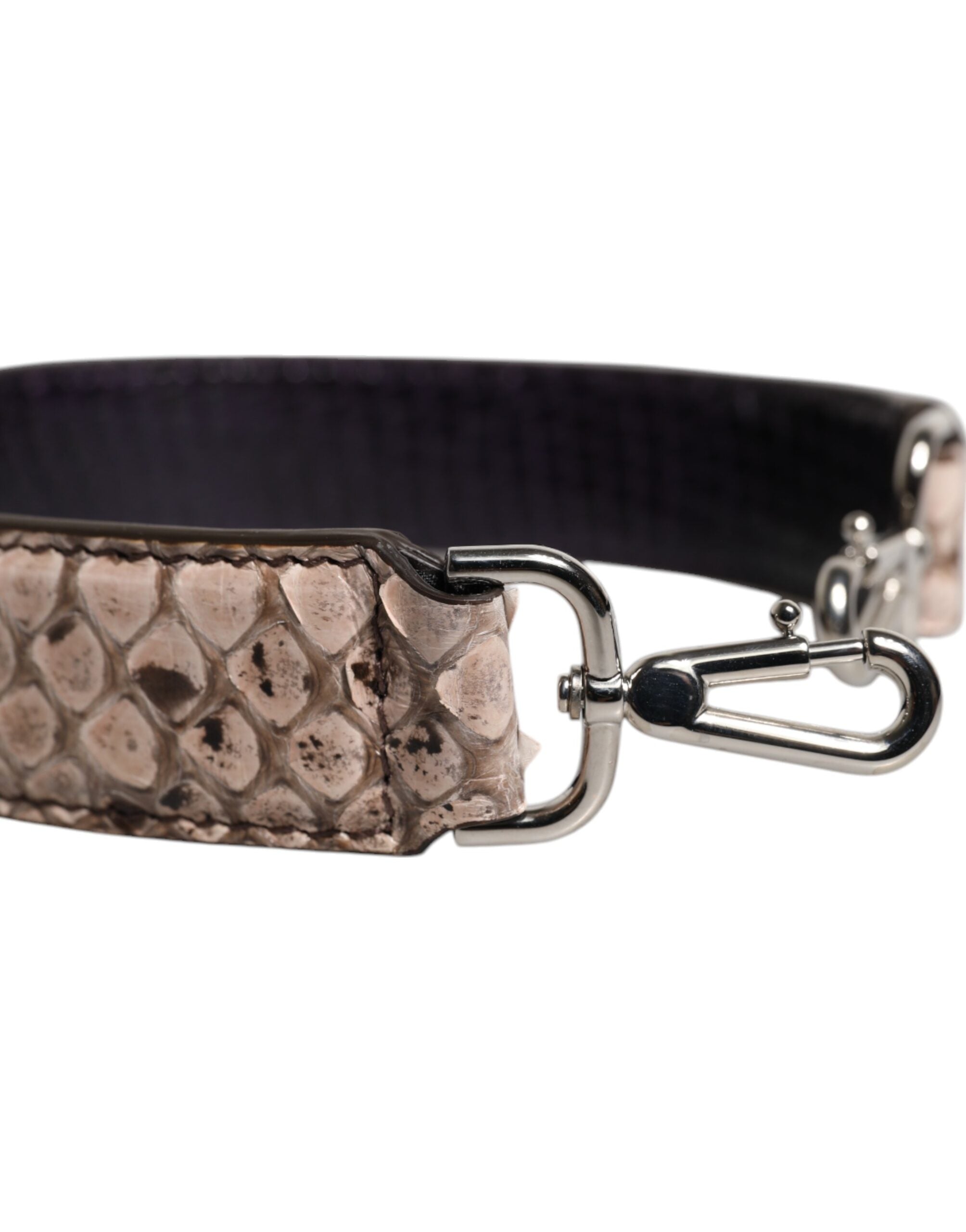 Dolce & Gabbana Black Cream Python Leather Shoulder Strap