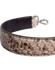 Dolce & Gabbana Black Cream Python Leather Shoulder Strap