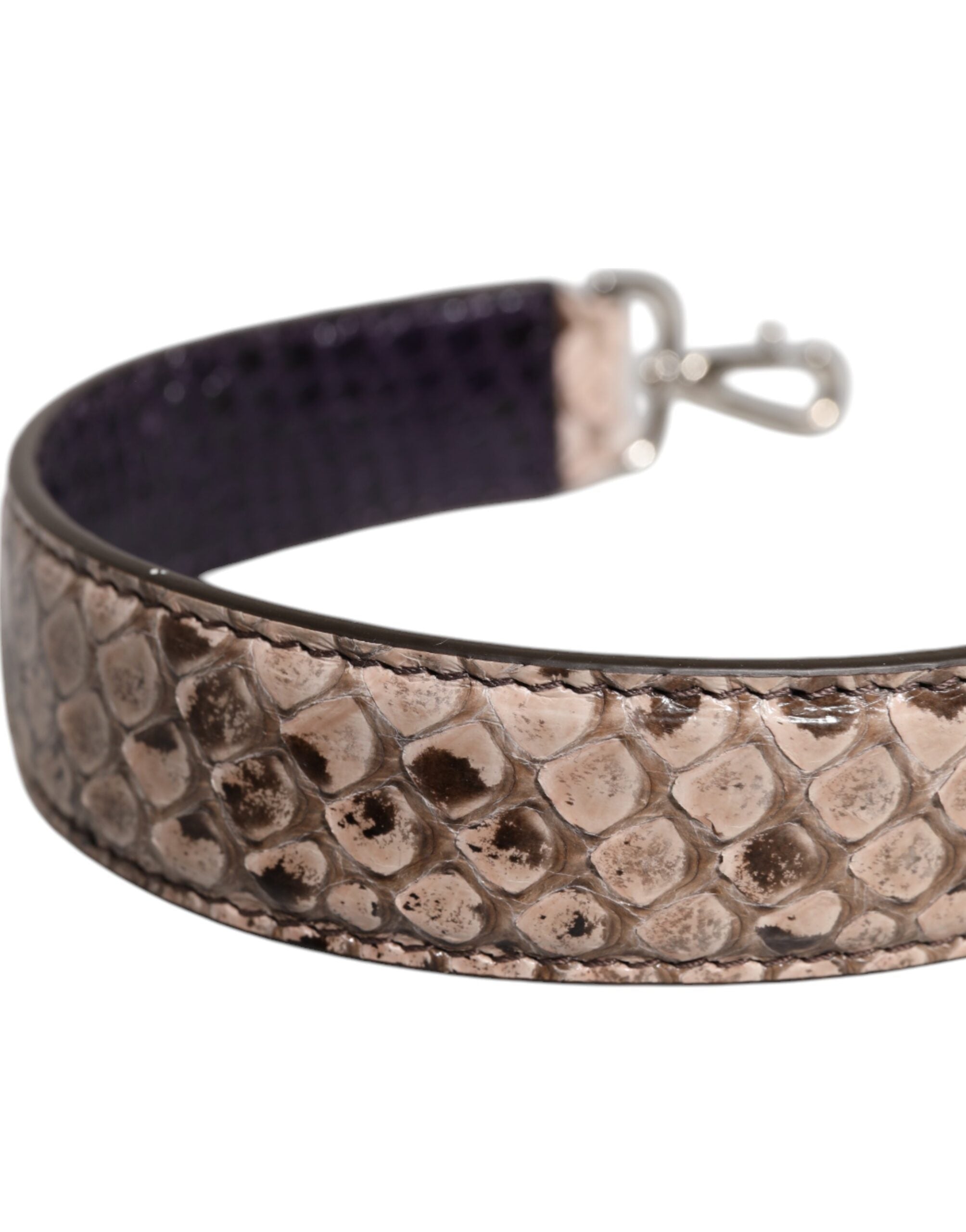 Dolce & Gabbana Black Cream Python Leather Shoulder Strap