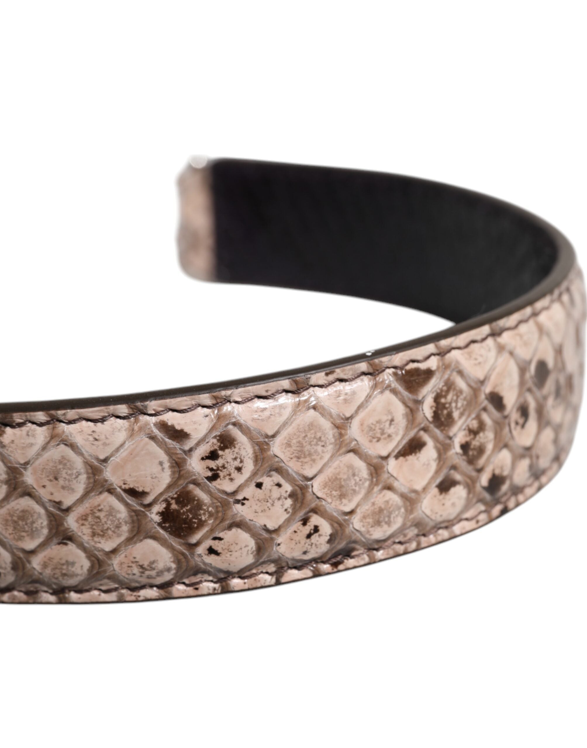 Dolce & Gabbana Black Cream Python Leather Shoulder Strap