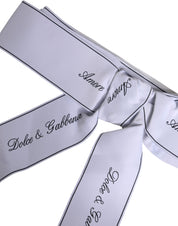White Waist Ribbon Wide Bow Logo Belt