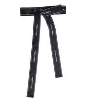 Black Waist Ribbon Wide Bow Logo Belt