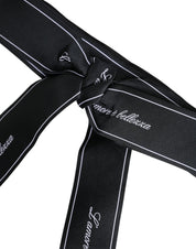 Black Waist Ribbon Wide Bow Logo Belt