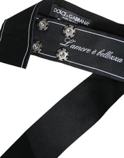 Black Waist Ribbon Wide Bow Logo Belt