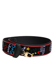 Dolce & Gabbana Black Cotton Printed Shoulder Strap