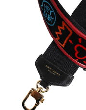 Dolce & Gabbana Black Cotton Printed Shoulder Strap