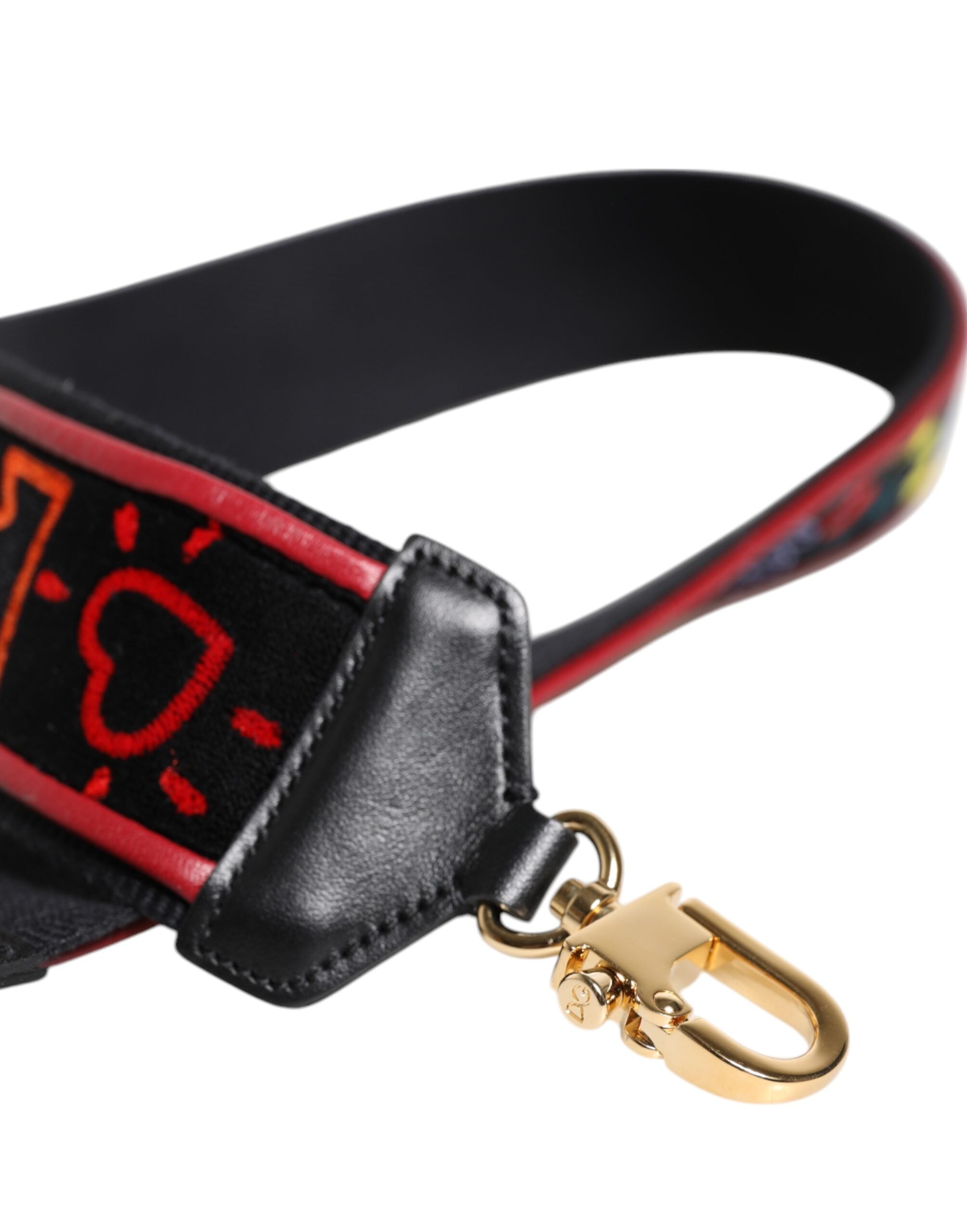 Dolce & Gabbana Black Cotton Printed Shoulder Strap
