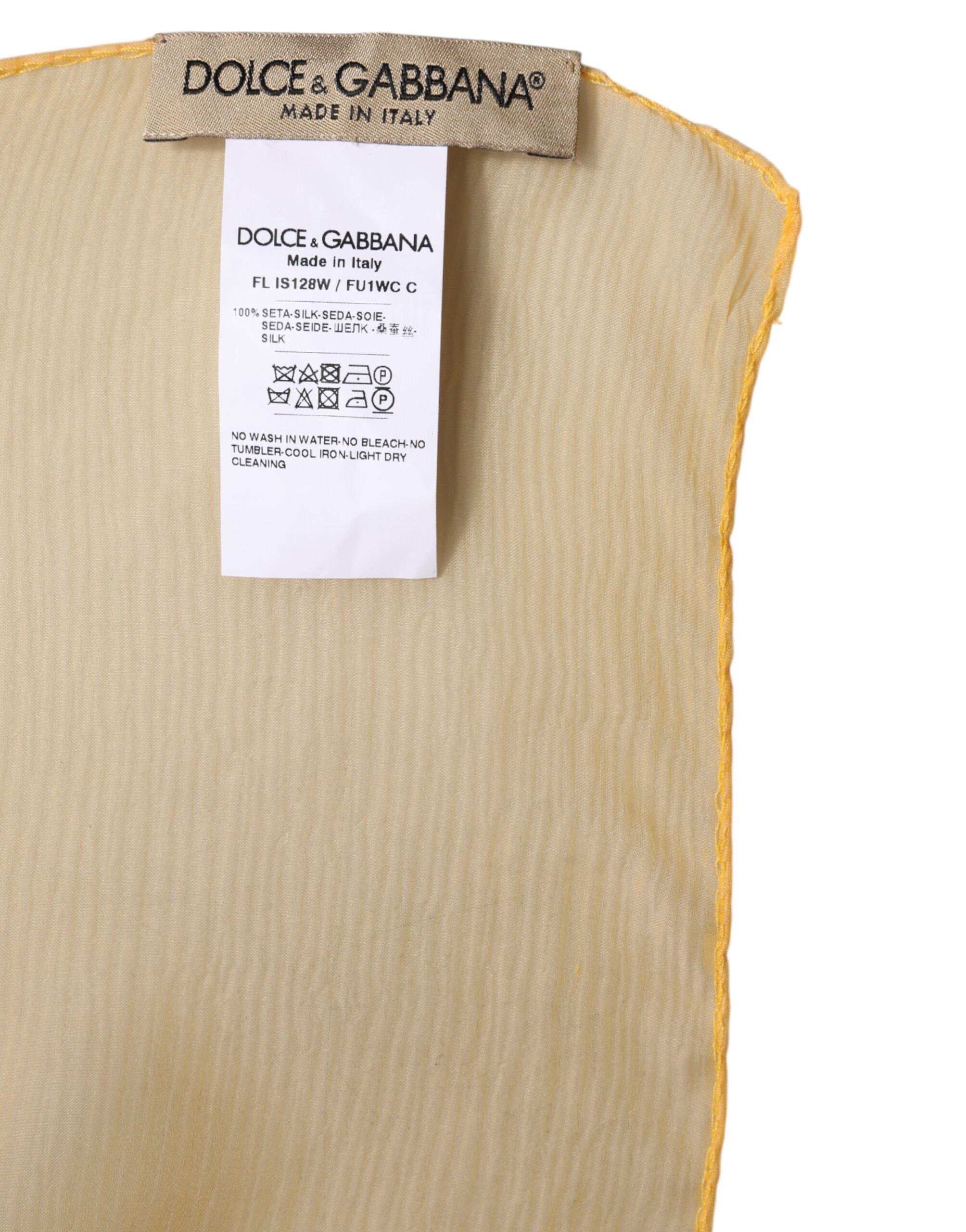 Gul rektangulär omlottsjal i siden