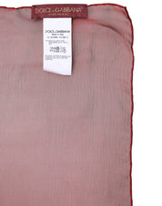 Röd sidenrektangulär omlottsjal för kvinnor