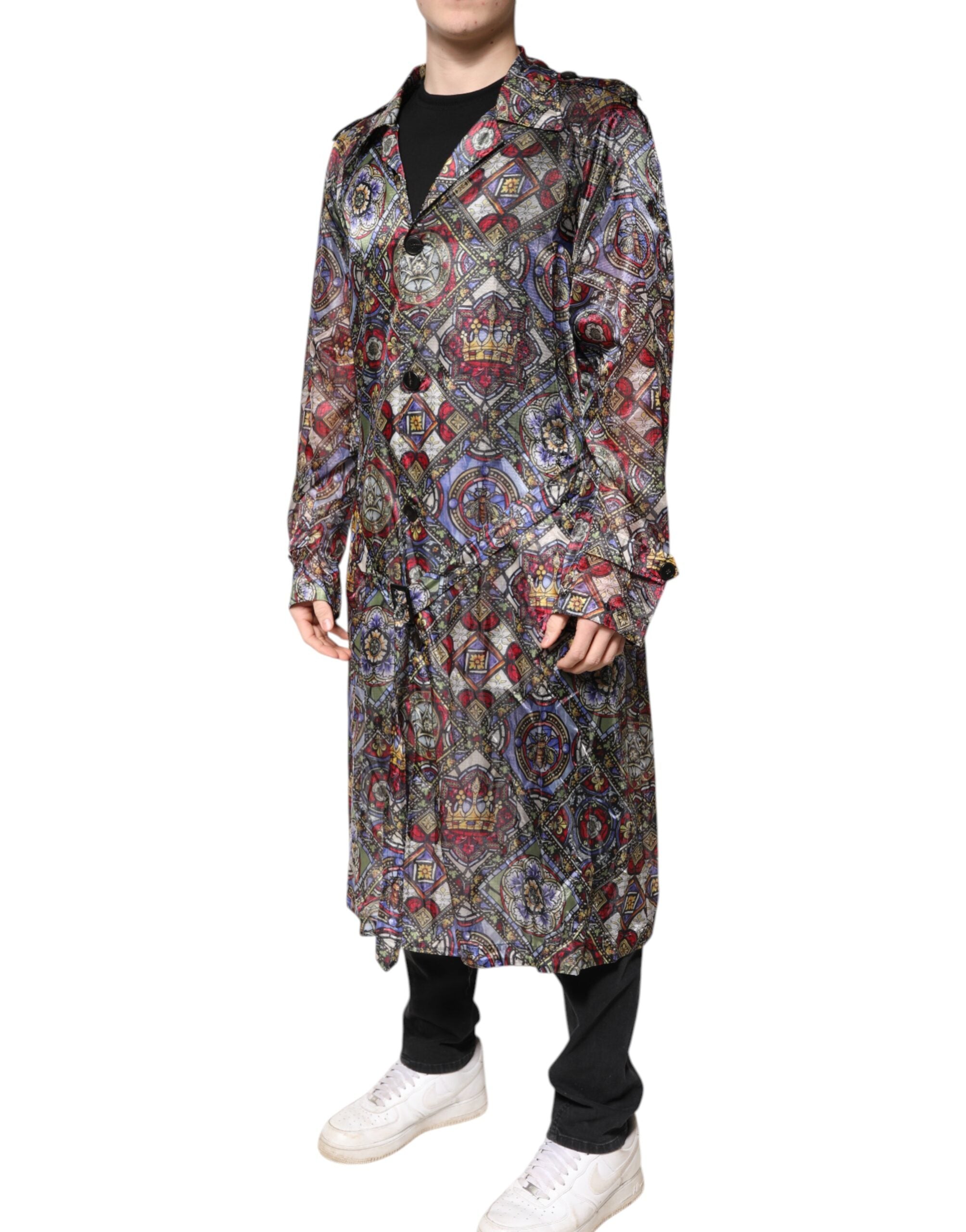 Multicolor Royal Bee Crown Trench Coat Jacket