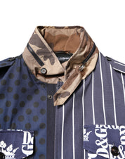 Multicolor Cotton Logo Patchwork Coat Jacket