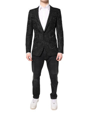 Black Floral Jacquard Coat Jacket Blazer