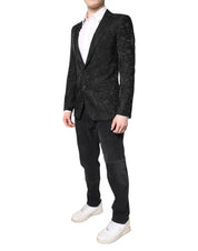 Black Floral Jacquard Coat Jacket Blazer