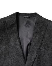 Black Floral Jacquard Coat Jacket Blazer