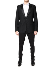 Black Wool Single Breasted 2 Piece Suit