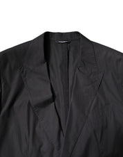 Black Cotton Single Breasted 2 Piece Suit