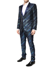 Multicolor Polyester Jacquard 2 Piece Suit