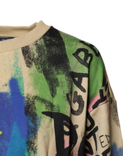 Multicolor Print Cotton Pullover Sweater