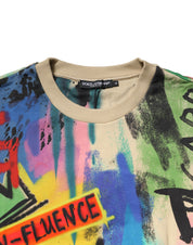 Multicolor Print Cotton Pullover Sweater